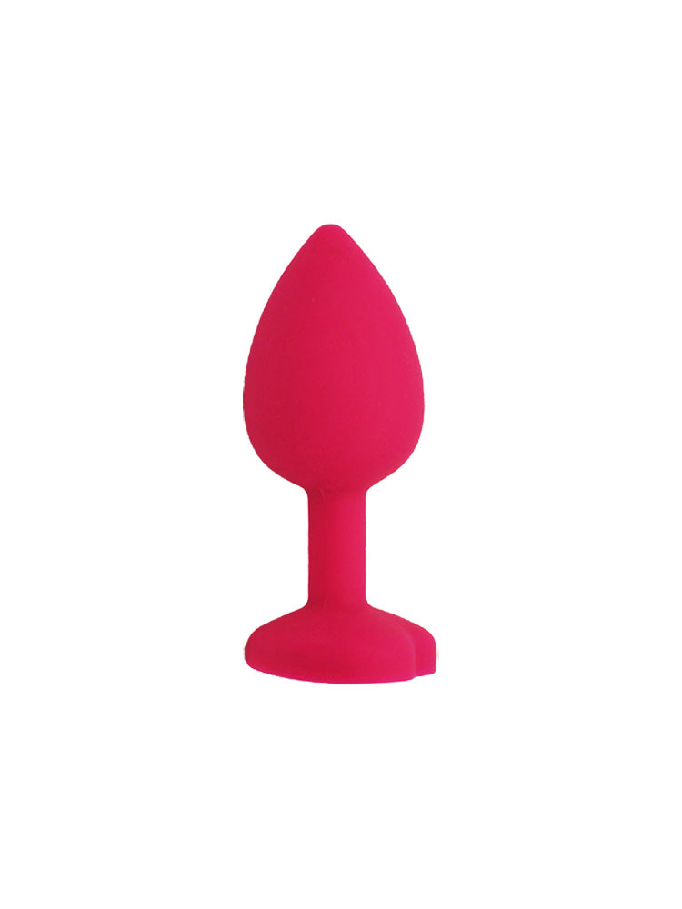 Kit Plug anale in silicone rosa con gemma a forma di cuore
