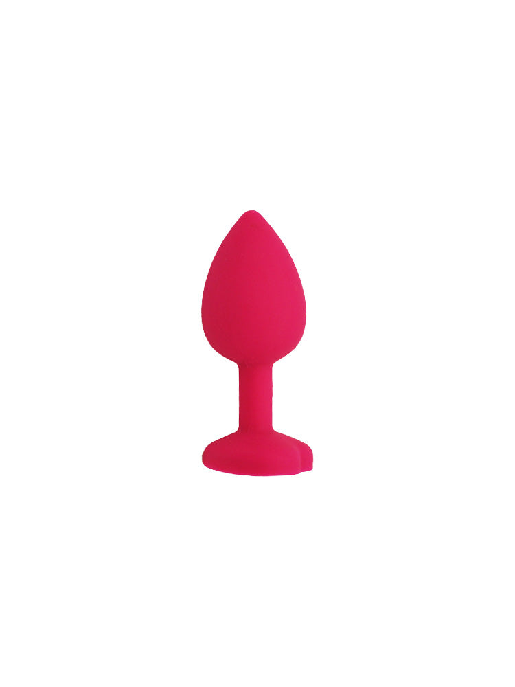 Kit Plug anale in silicone rosa con gemma a forma di cuore