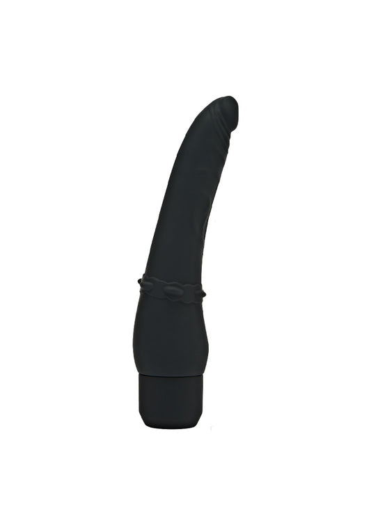 Dildo realistico vibrante con ghiera in silicone ABS di colore nero 20 cm