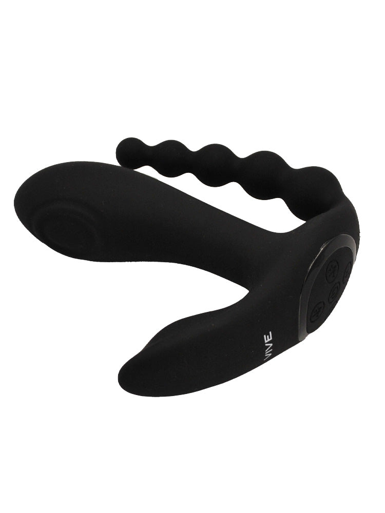 Vibratore triplo telecomandato in silicone ABS di colore nero