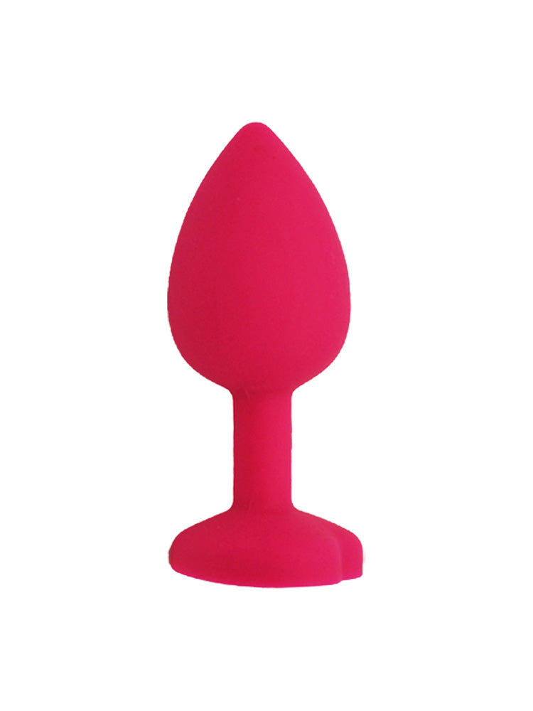 Kit Plug anale in silicone rosa con gemma a forma di cuore