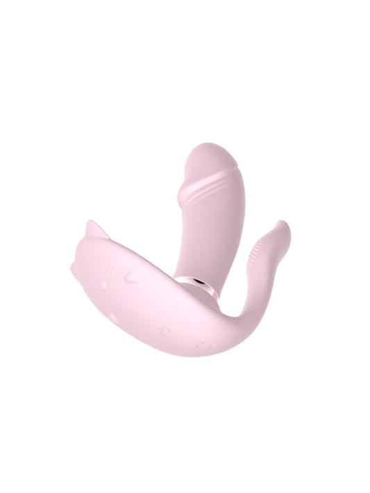 Vibratore con telecomando a distanza, stimolazione vaginale, anale e clitoridea, silicone ABS, funzione riscaldante, di colore rosa