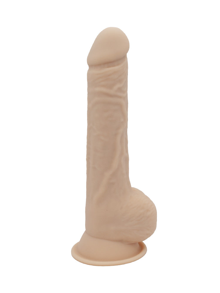 Dildo realistico in silicone color carne con testicoli 24 cm termoreattivo