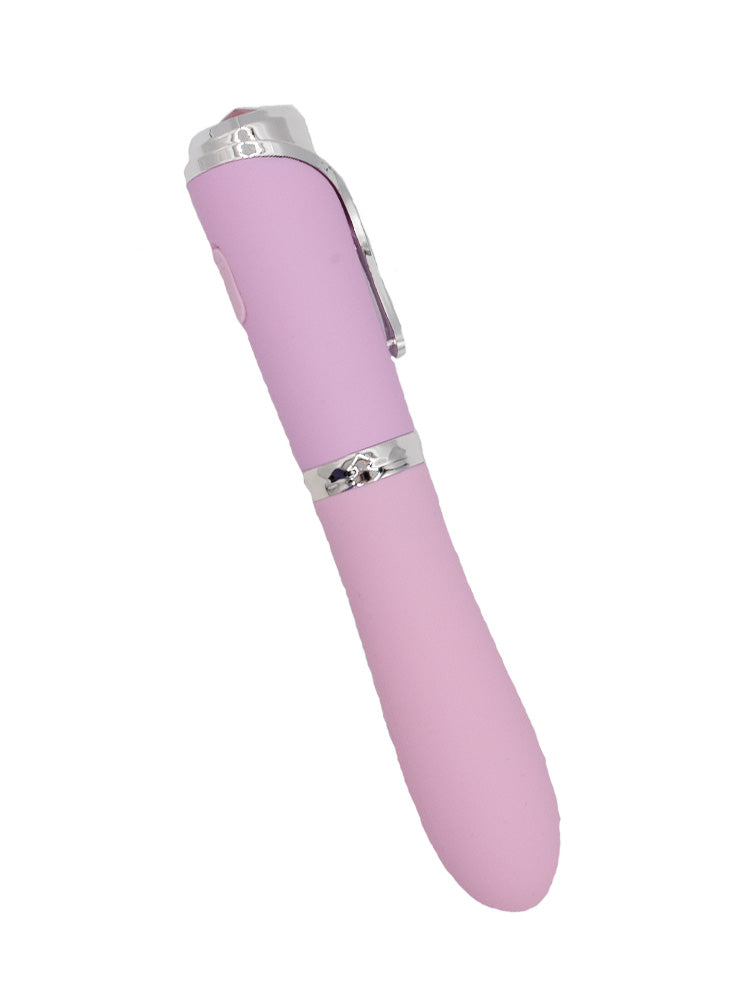 Vibratore a forma di penna di colore rosa