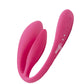 Vibratore vaginale e clitorideo di colore rosa con telecomando wireless