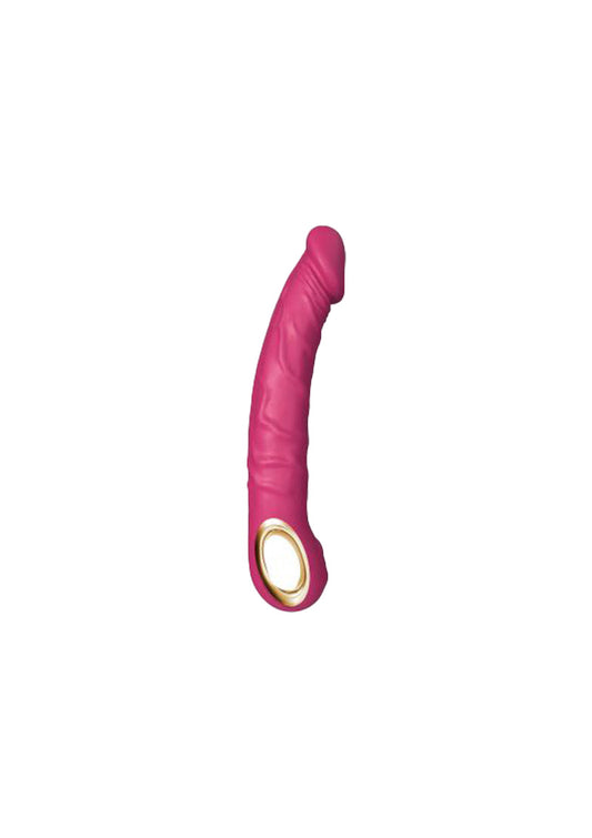 Dildo realistico vibrante in silicone ABS 22,5 cm con presa ad anello, di colore fucsia