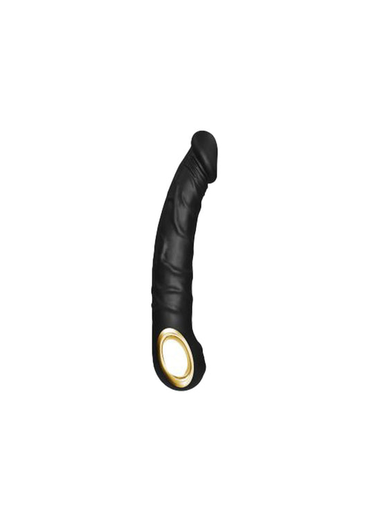 Dildo realistico vibrante in silicone ABS 22,5 cm con presa ad anello, di colore nero