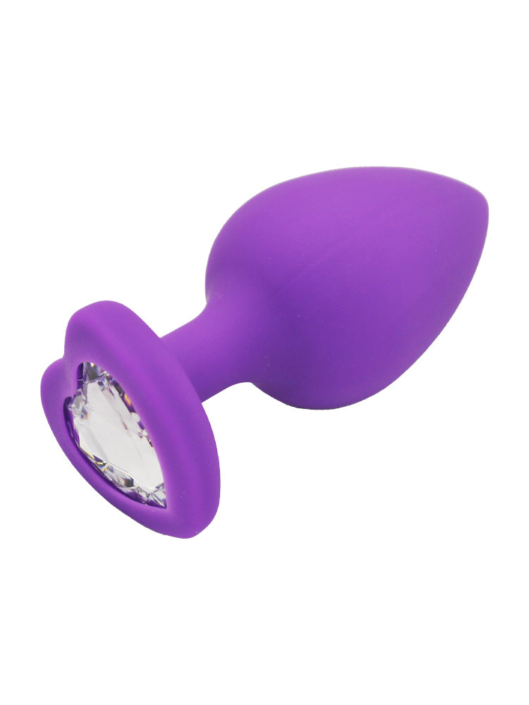 Plug anale Extra-Large in silicone con diamante viola