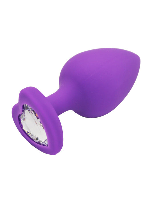 Plug anale Extra-Large in silicone con diamante viola