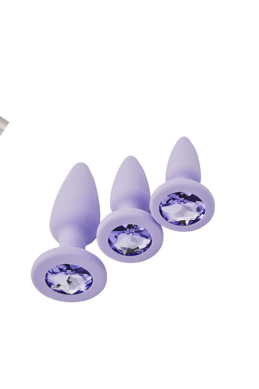 Kit Plug anale in silicone viola con diamante